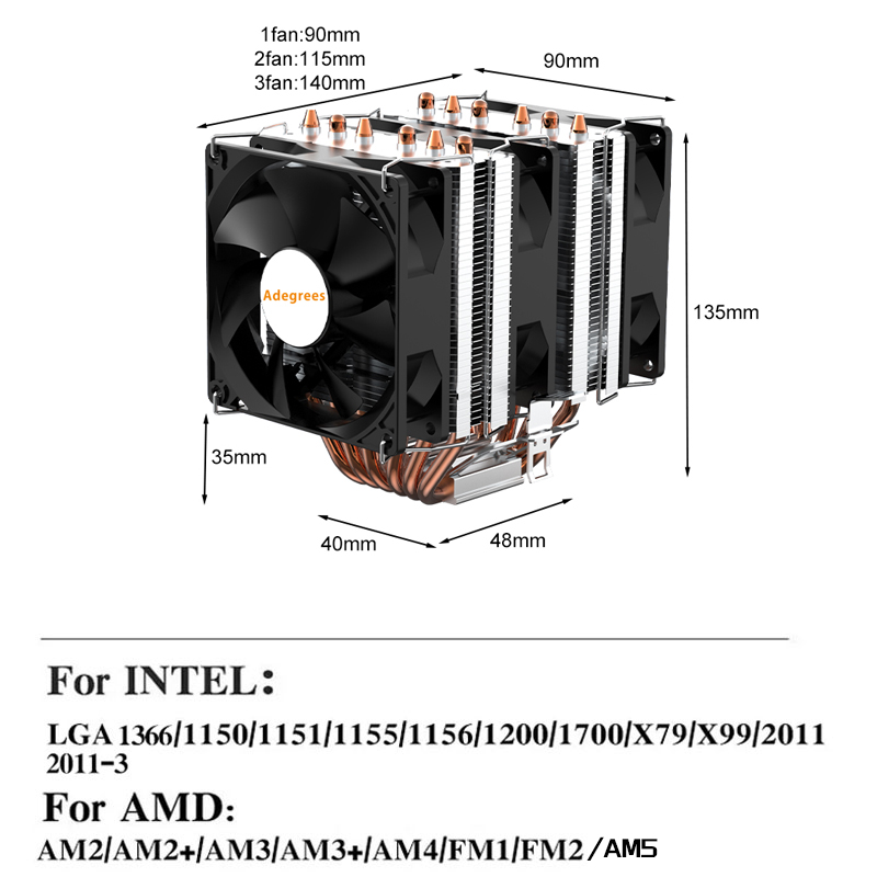 6개의 히트 파이프를 장착한 CPU 공랭 쿨러, 4핀  - Cpu Cooler 리뷰 및 가격